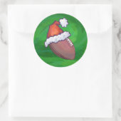 Santa Hat Football op groen Ronde Sticker (Tas)