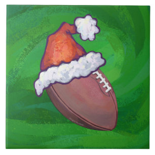 Santa Hat Football op groen Tegeltje
