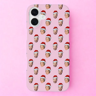 Santa Hat Gepersonaliseerd Gezicht 2 Foto Kerstcad iPhone 16 Plus Hoesje