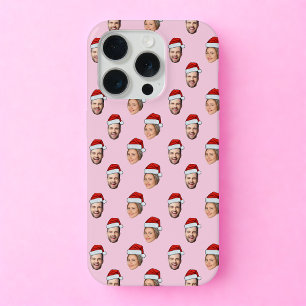 Santa Hat Gepersonaliseerd Gezicht 2 Foto Kerstcad iPhone 15 Pro Hoesje