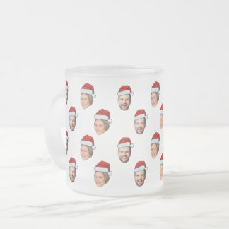Santa Hat Gepersonaliseerd Gezicht 2 Foto Kerstcad Matglas Koffiemok