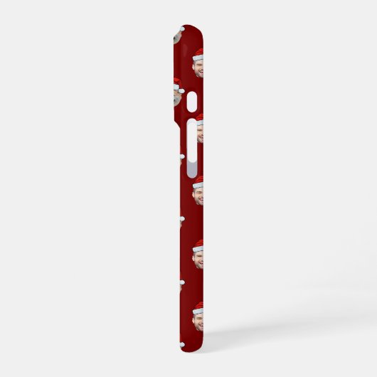 Santa Hat Gepersonaliseerd Gezicht 3 Foto Kerstcad iPhone Hoesje (Linkerkant)