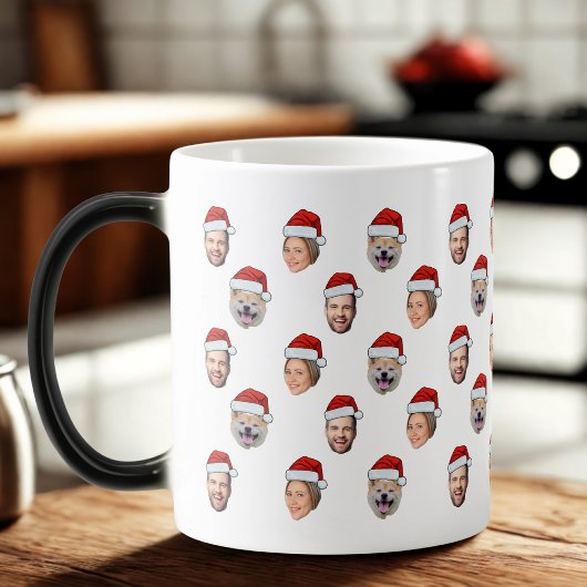 Santa Hat Gepersonaliseerd Gezicht 3 Foto Kerstcad Magische Mok
