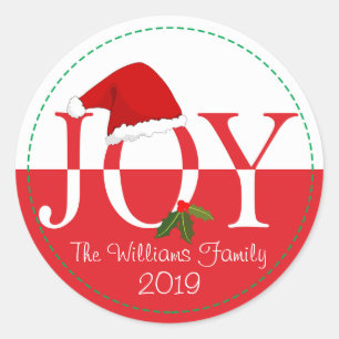 Santa Hat Gepersonaliseerde Kerstmis Ronde Sticker