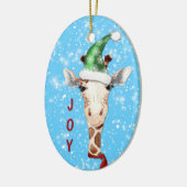 Santa Hat Giraffe Snowflake Background Kinder Keramisch Ornament (Links)