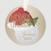 Santa Hat Golf 🏌️ ‍ ♂️ Ball | DIY-naam Ornament (voorkant)