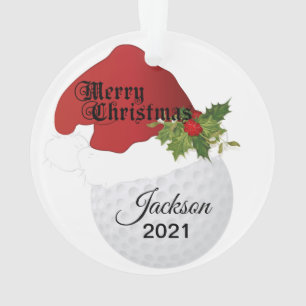 Santa Hat Golf Design DIY-naam Ornament