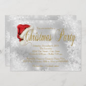 Santa Hat Gouden Sneeuwvlok Kerstfeest Kaart (Voorkant / Achterkant)