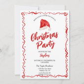 Santa Hat Hand getrokken kerstdiner partij Kaart (Voorkant)