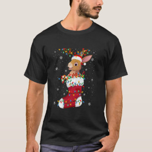Santa Hat Hare Animal In Sokken Xmas Tree Lights T-shirt