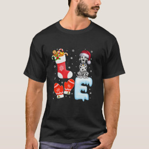 Santa Hat Kerstkous Vakantie Dalmatische Hond T-shirt