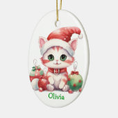 Santa Hat Kitten Kinder Keramische Ornament (Links)