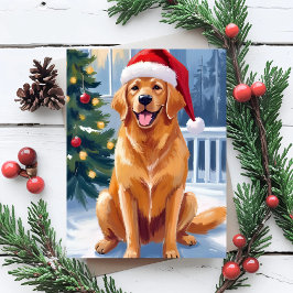 Santa Hat Labrador | Merry Christmas Dog Painting Feestdagenkaart