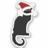 Santa Hat Le Chat Noir Kerstmis Sticker (Voorkant)