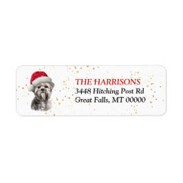 Santa Hat Lhasa Apso Retouradres Etiket