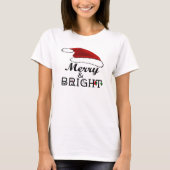 Santa Hat Merry & Bright Christmas Vrouwen T-shirt (Voorkant)