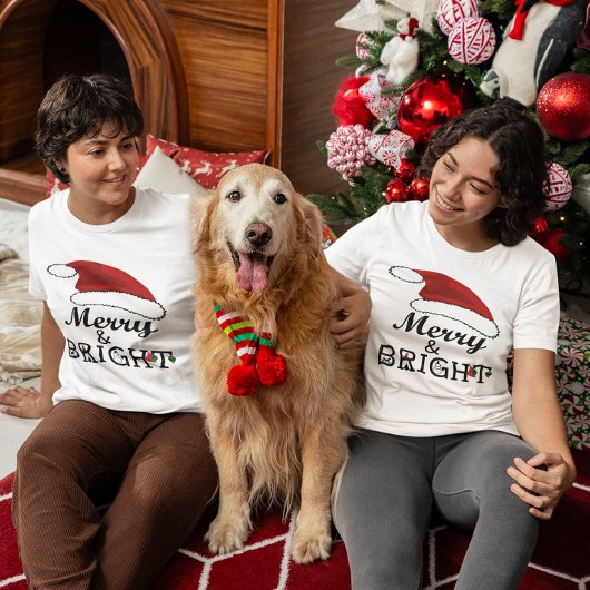 Santa Hat Merry & Bright Christmas Vrouwen T-shirt