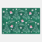 Santa Hat Merry Christmas Tree Pattern Inpakpapier Vel (Voorkant 3)