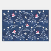 Santa Hat Merry Christmas Tree Pattern Inpakpapier Vel (Voorkant)