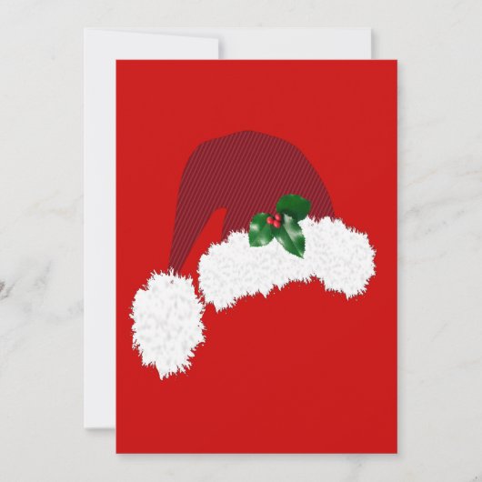 Santa Hat met Holly Invitation Kaart (Voorkant)
