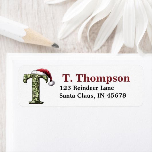 Santa Hat Monogram Etiket (Insitu)