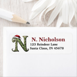 Santa Hat Monogram Etiket