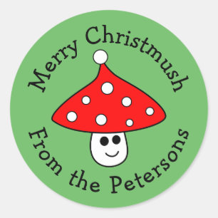 Santa Hat Mushroom Kerst stickers