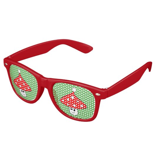 Santa Hat Mushroom Party Shades Retro Zonnebril (Gekanteld)
