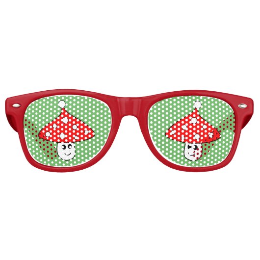Santa Hat Mushroom Party Shades Retro Zonnebril (Voorkant)