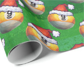 Santa Hat Nine Ball Pattern op Green Cadeaupapier (Rol Hoek)