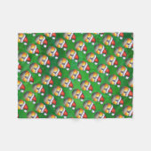 Santa Hat Nine Ball Pattern op Green Fleece Deken (Voorkant (Horizontaal))