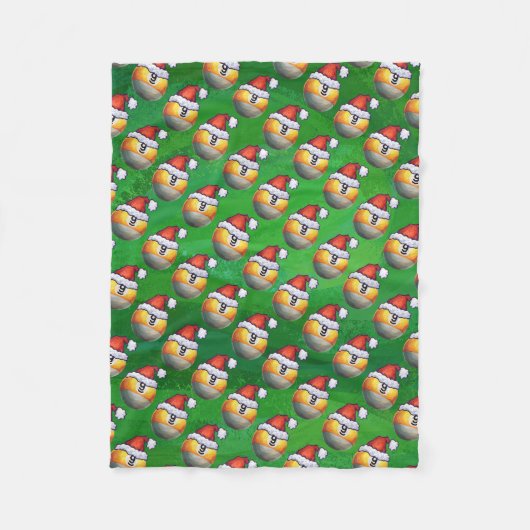 Santa Hat Nine Ball Pattern op Green Fleece Deken (Voorkant)
