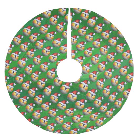 Santa Hat Nine Ball Pattern op Green Kerstboom Rok (Voorkant)
