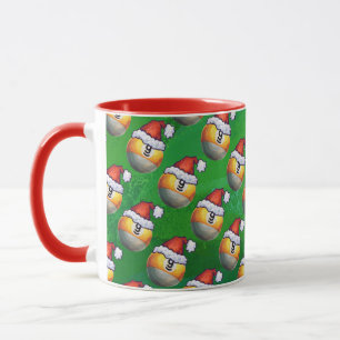 Santa Hat Nine Ball Pattern op Green Mok