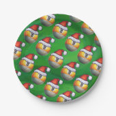 Santa Hat Nine Ball Pattern op Green Papieren Bordje (Voorkant)