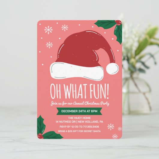 Santa Hat Noël Fête Invitation (Debout devant)