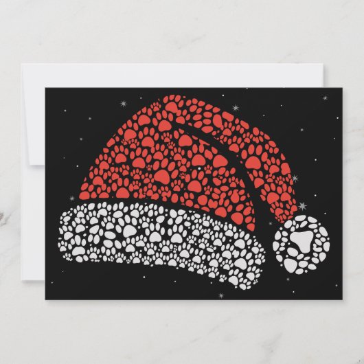 Santa Hat Paw Print Kerst Hondenliefhebber Honden Feestdagenkaart (Voorkant)