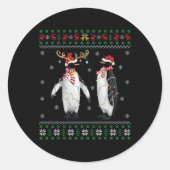 Santa Hat Penguin Bird Kerstmis Lighting Ugly Peng Ronde Sticker (Voorkant)