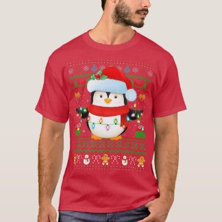 Santa Hat Penguin Bird Xmas licht Ugly Penguin Ch T-shirt