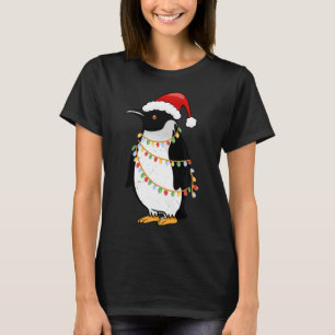 Santa Hat Penguin met kerstlampjes Funny King Peng T-shirt