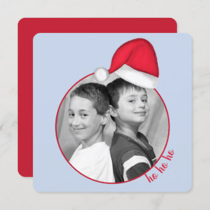 Santa Hat Photo Card Square Kaart
