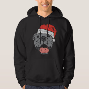 Santa Hat Pitbull Pit Hondenliefhebber kerstfeestm Hoodie