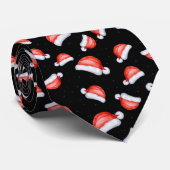 Santa Hat Red Black White-kerstpatroon Stropdas (Opgerold)