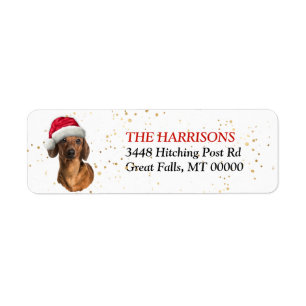 Santa Hat Red Dachshund Return-adres Etiket