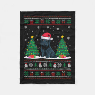 Santa Hat Scottie Dog Kerstboom Lights Ugly S Fleece Deken