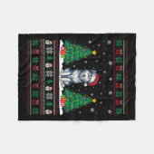 Santa Hat Siberische Husky Dog Xmas Tree Lights Ug Fleece Deken (Voorkant (Horizontaal))