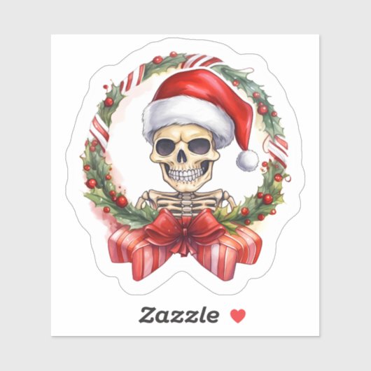 Santa Hat Skeleton voor Kerstmis Cheer Sticker (Vel)