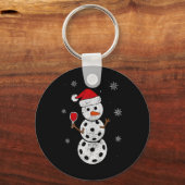 Santa Hat Sneeuwman Cadeaus Voor Xmas Fun Pickleba Sleutelhanger (Voorkant)