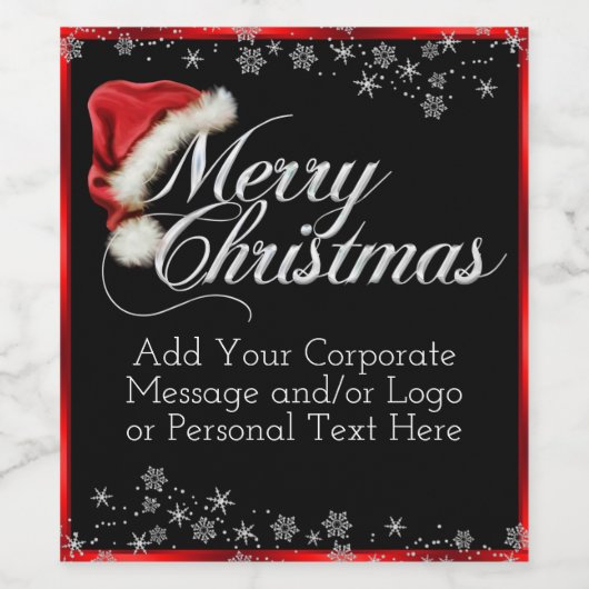 Santa Hat Snowflake Noël Vin bouteille Étiquettes (Étiquettes simples)