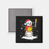Santa Hat Snowman Xmas Funny Baseball Softball Chr Magneet (Voorkant / Achterkant)